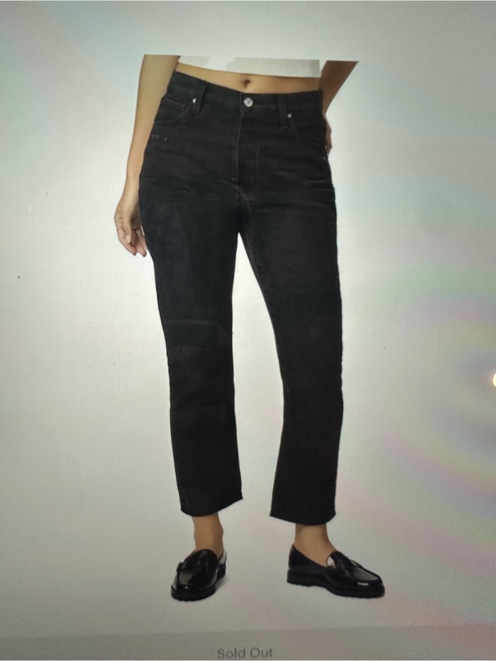 Paige Billy crop black Relaxed button fly Jeans 28 high rise